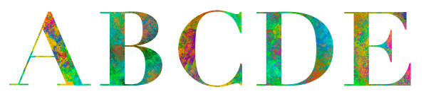 istock alphabet made of serif letters with multicolored digital painting effect, texture and pattern, upper case letter A, B, C, D, E 1503810301