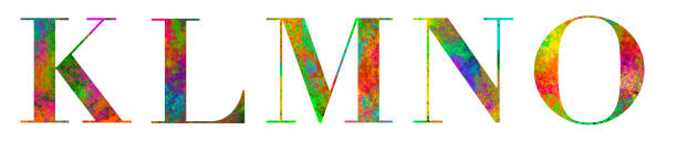 istock alphabet made of serif letters with multicolored digital painting effect, texture and pattern, upper case letter K, L, M, N, O 1503810305