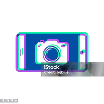 istock Smartphone with camera. Icon with two color overlay on white background 1503817506
