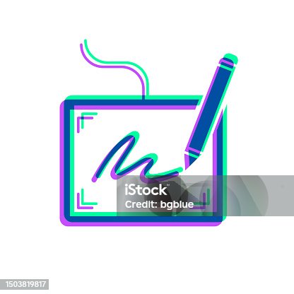 istock Electronic signature. Icon with two color overlay on white background 1503819817