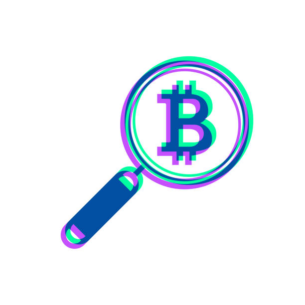 istock Magnifying glass with Bitcoin sign. Icon with two color overlay on white background 1503821455