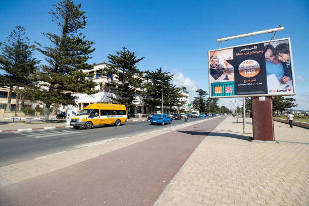 orange adsl billboard at essaouira in marrakesh-safi region, morocco - developing countries urban scene outdoors horizontal imagens e fotografias de stock