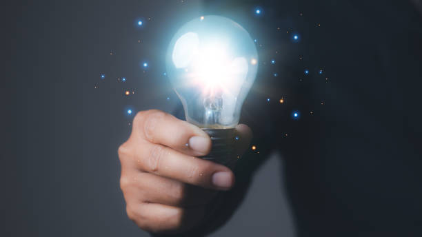 istock Businessman with light bulbs the new ideas and creative. 1503860748