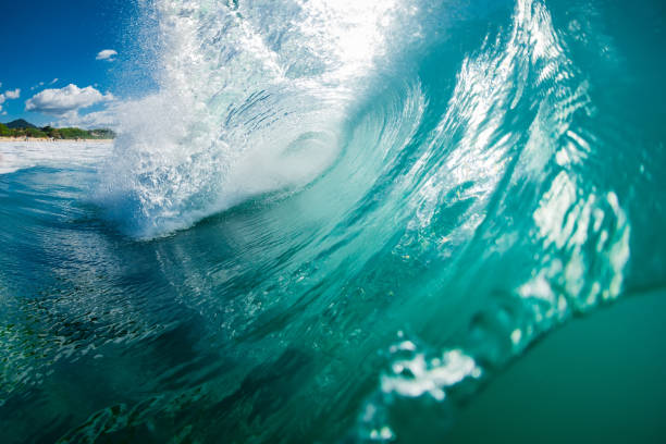 istock Turquoise perfect waves in ocean. Breaking ideal wave for surfing 1503861870