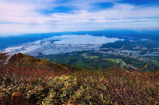 Lake Inawashiro viewed from Mt. Bandai of Fukushima in Japan