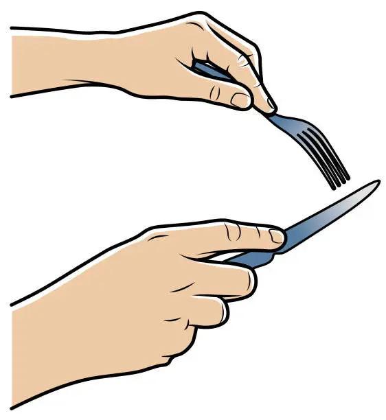 Vector illustration of Hands with cutlery illustration