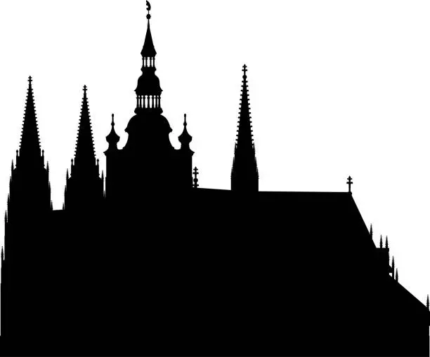 Vector illustration of Saint Vitus Cathedral, Prague, Czech Republic