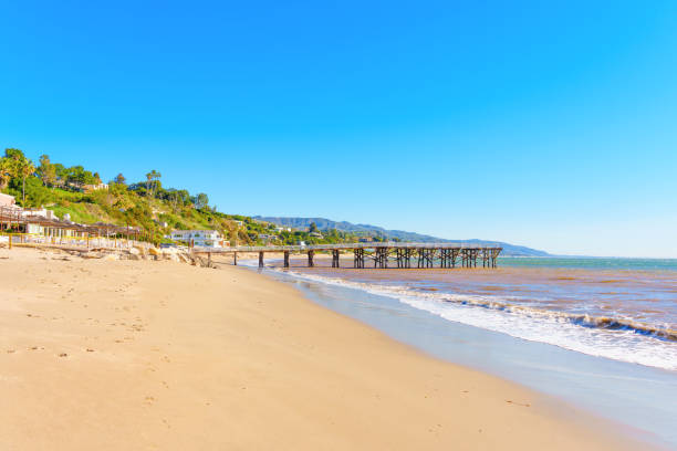 istock Malibu Beachscape: Wooden Pier, Sandy Shore and Coastal Homes 1503888858