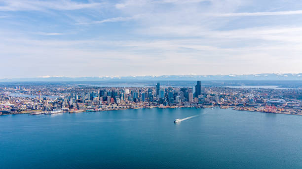 seattle, panorama waszyngtonu - lake washington zdjęcia i obrazy z banku zdjęć