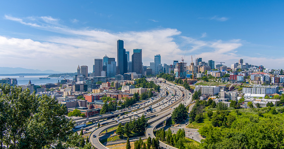 Panorama of Seattle city Washington US