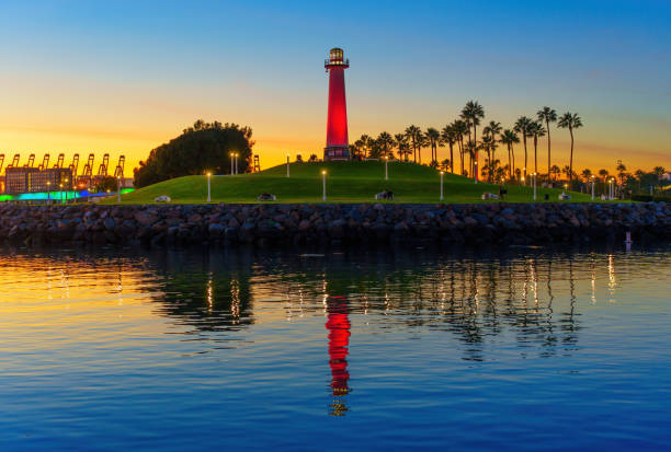 istock Illuminated Long Beach Lions Lighthouse in California 1503890538