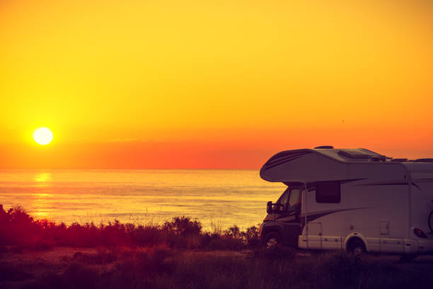 istock Caravan on sea at sunrise. 1503890567