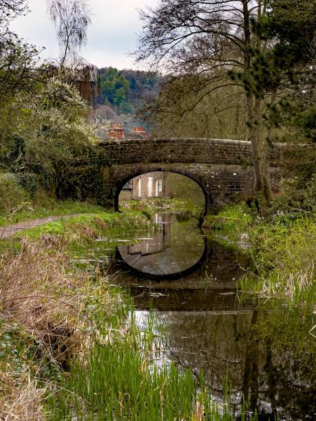 istock Old bridge reflected in a still body of water 1503897187