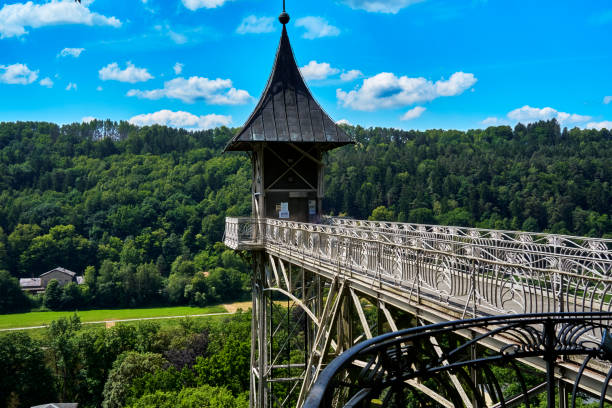 Historic elevator with viewing platform in the Elbe Sandstone Mountains, Germany