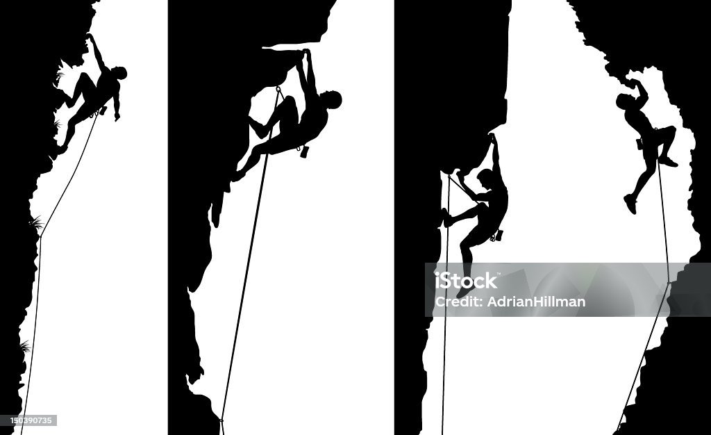 Climber side panels Set of editable vector side panel silhouettes of climbers with all elements as separate objects. Hi-res jpeg file included. Climbing stock vector