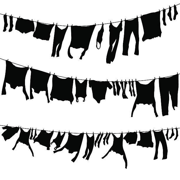 ilustrações, clipart, desenhos animados e ícones de lavando linhas de - laundry clothing clothesline hanging