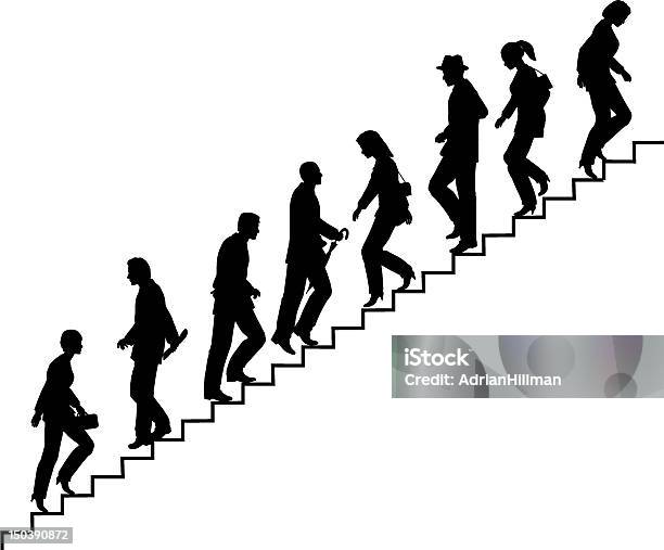 Stair Walkers Stock Illustration - Download Image Now - Staircase, In Silhouette, Moving Up