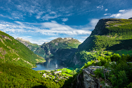 View to Flåm at Geiranger Fjord in Norwegen