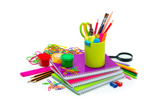 istock Multi colored school supplies isolated on white 1503911904