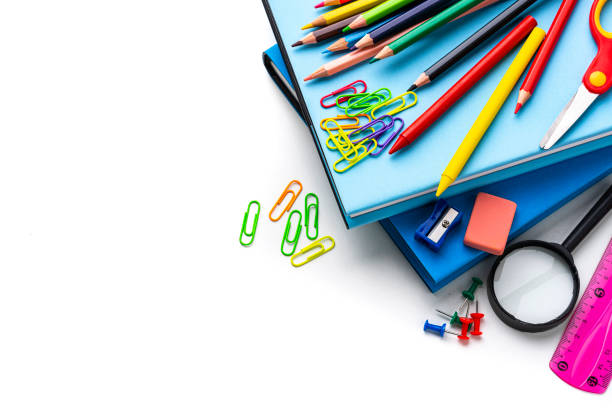 istock Multi colored school supplies isolated on white 1503920520