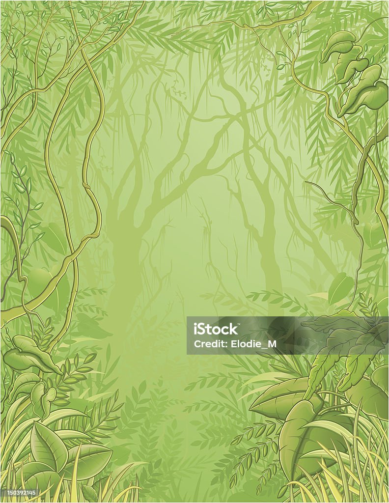 Fondo de la selva/Forêt tropicale - arte vectorial de Clima tropical libre de derechos