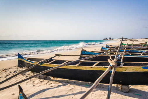 Fishing canoes on the beach of Itampolo, southern Madagascar