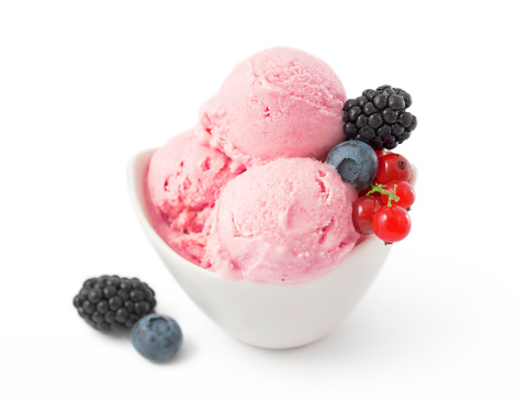 Berry ice cream isolated on white background.