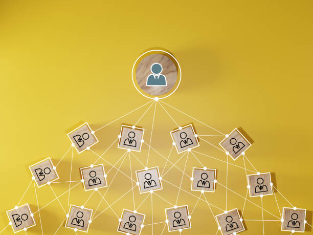 istock Wooden cube block print screen person icon which link connection network for organisation structure social network and teamwork concept. 1503934867