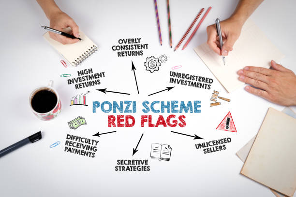 istock Ponzi Scheme Red Flags Concept. The meeting at the white office table 1503948011