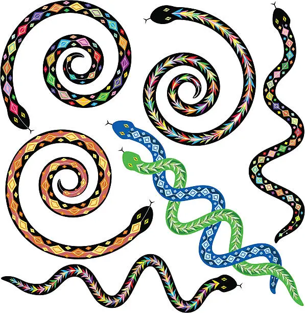 Vector illustration of Colorful snakes