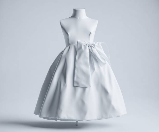 istock White Wedding Dress on Mannequin with Bow Belt 1503968786