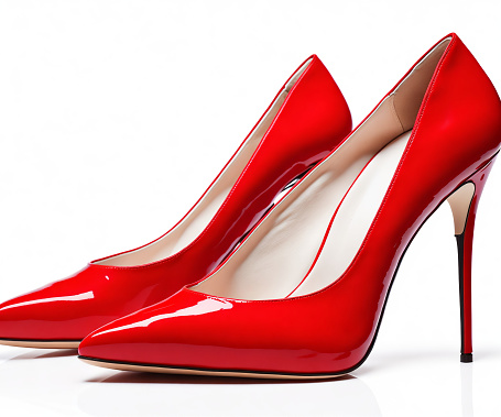 shiny red woman shoe