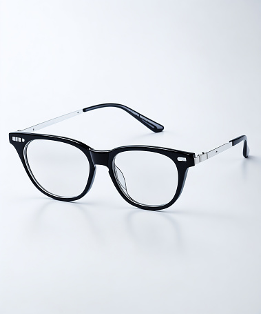 Stylish glasses on a white background, studio photo