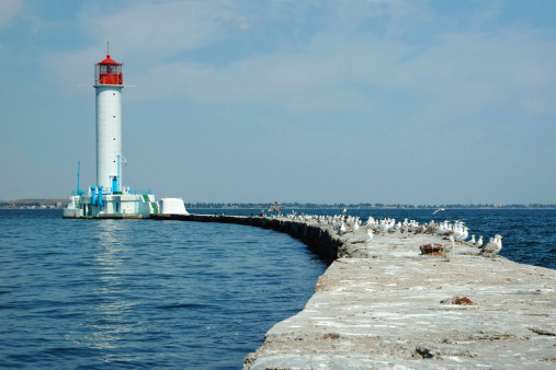 Vorontsov Lighthouse in the Gulf of Odessa, Ukraine