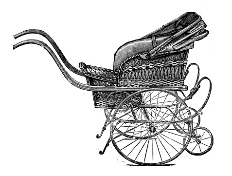 Antique image from British magazine: Baby carriage