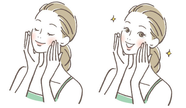 illustrations, cliparts, dessins animés et icônes de femme faisant des soins de la peau - soins de beauté