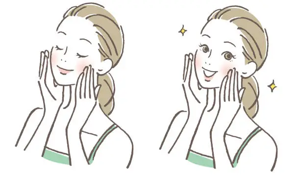 Vector illustration of woman doing skin care