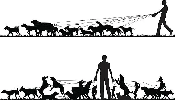 Vector illustration of Dog walker