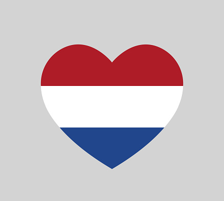 love Netherlands symbol, heart shape dutch flag icon, Nederlandse vlag simple vector element
