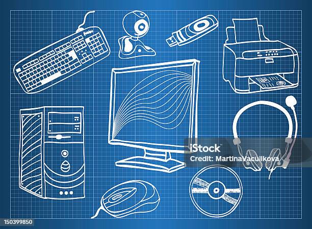 План Здания Компьютерных Аппаратныхпериферийные Устройства — стоковая векторная графика и другие изображения на тему Оборудование