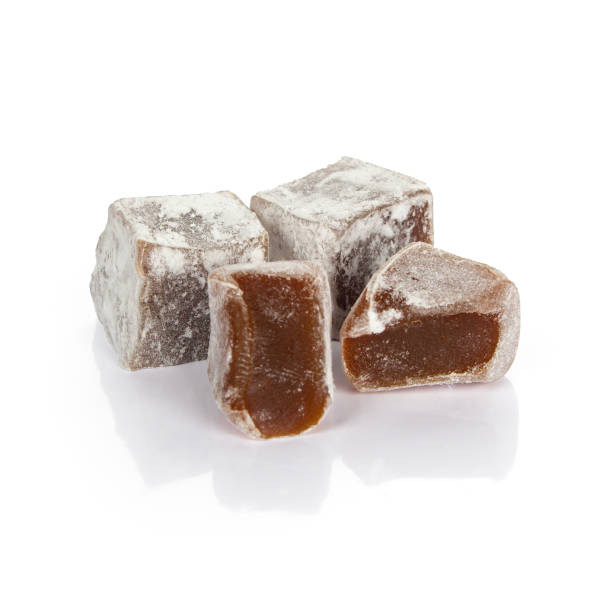 istock Caramel a lot of turkish delight on white background 1504040202