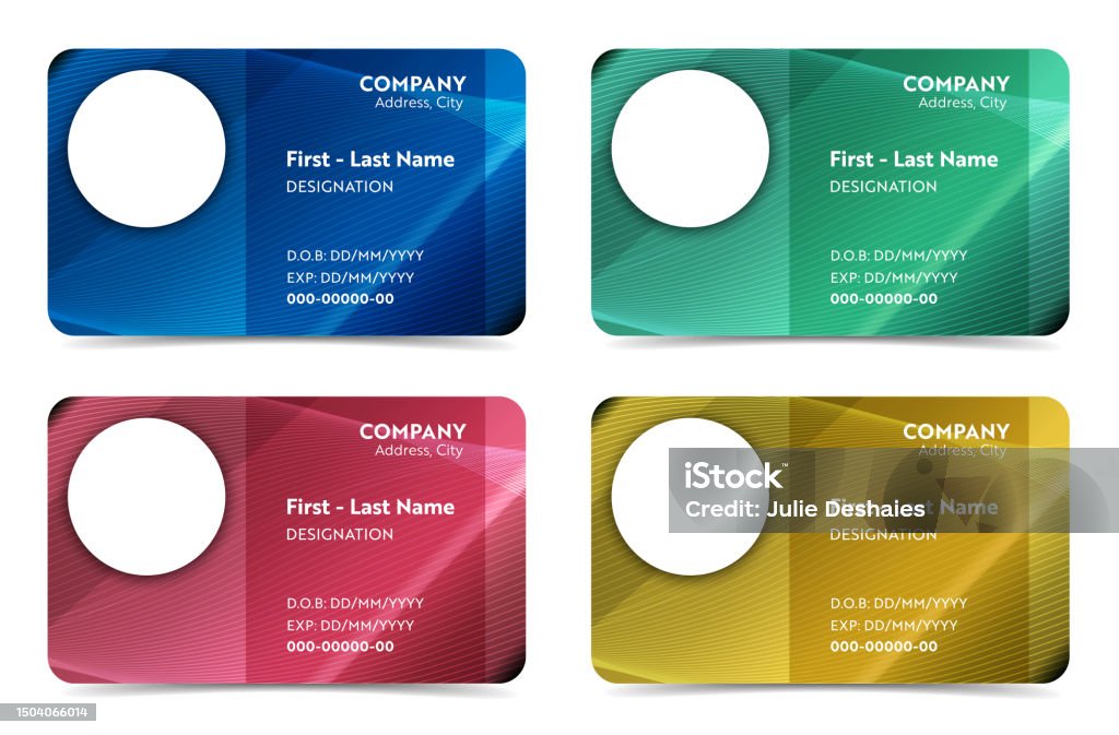 Identifying Card Identification Card Multicolored Template Set Vector Stock Illustration ...