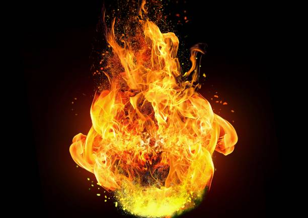istock 3d illustration of fireball burning in the dark 1504080314