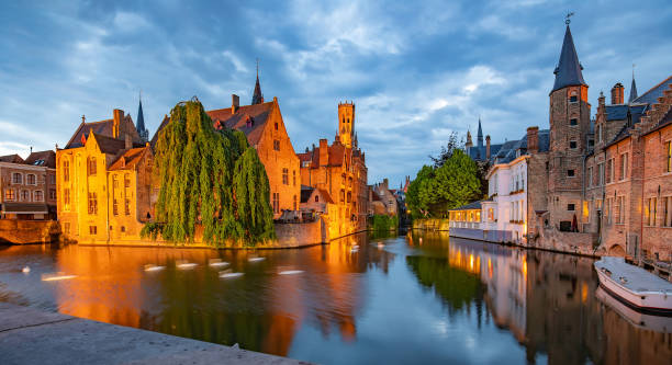 istock Brugge old town skyline at night, Belgium 1504091687
