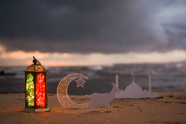 istock Islamic concept photography Colourful Lantern lamp with crescent moon 1504099460