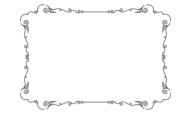 Vector illustration of vector frames in black on a white background, hand-drawn