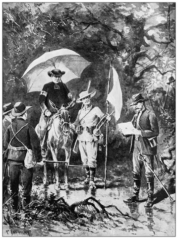 Antique image from British magazine: Spanish American War, first flag of Truce after the battle of El Caney