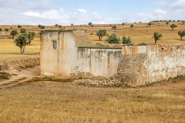Rural Scene in Marrakesh-Safi, Morocco, with agricultural buildings visible