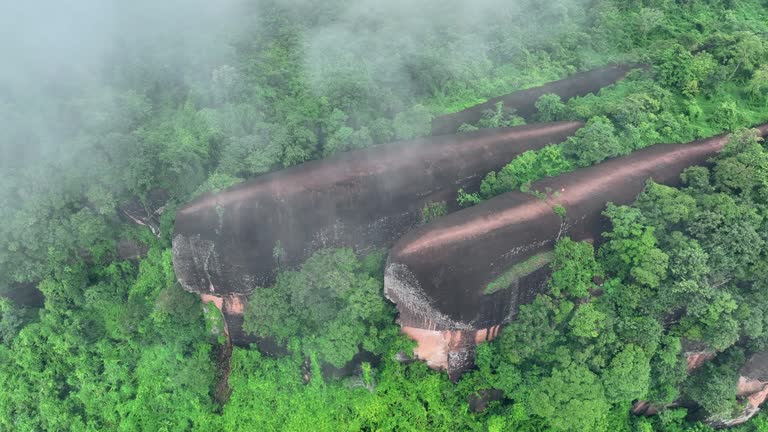 3 Whale Rock. Aerial view of Three whale stones in Phu Sing National, Bueng Kan, Thailand.