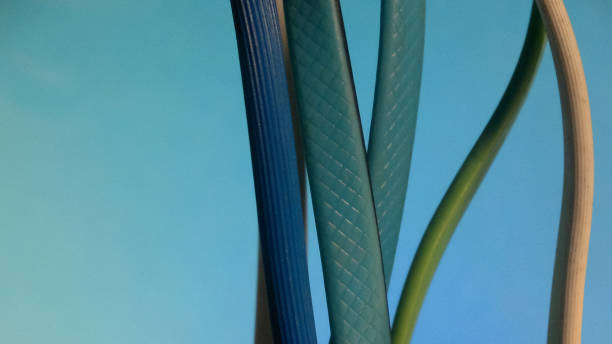 istock colorful electrical wires stock photo, with blue solid background 1504141716